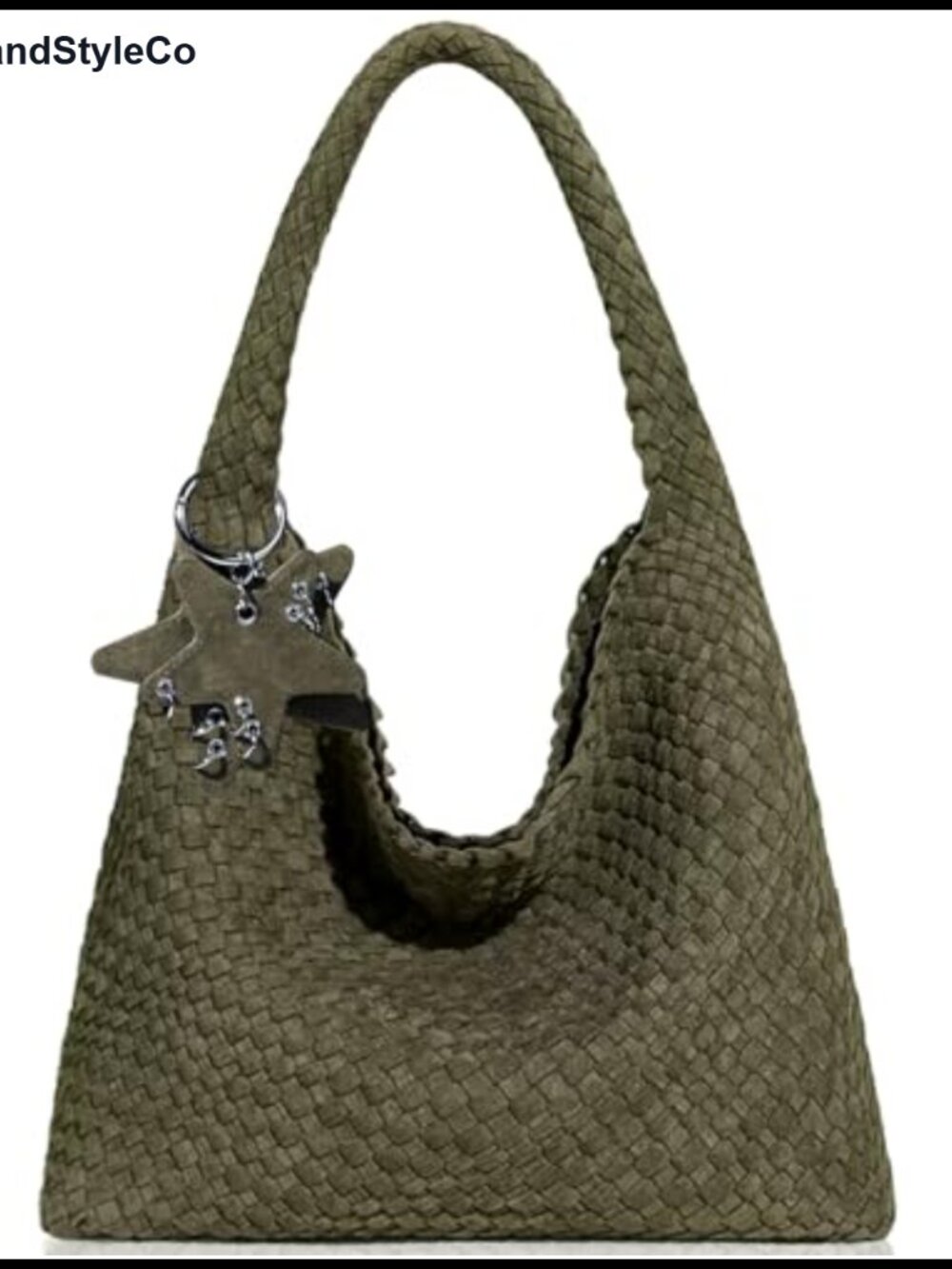 Woven Faux Suede Tote Bag Set Women Shoulder Hobo Vegan Leather